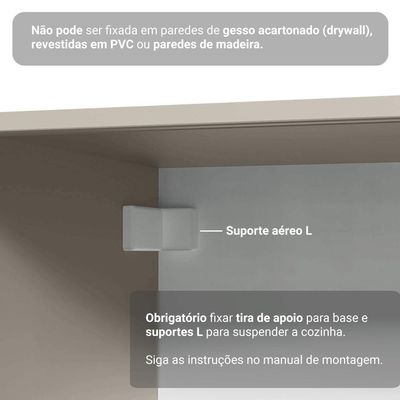 Conjunto Gabinete Suspenso Para Banheiro 120cm 5 Portas Nice Madesa 02 Crema