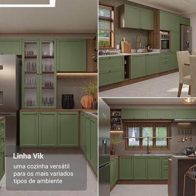 Conjunto Gabinete Para Banheiro 110cm 3 Gavetas 3 Portas Vik Madesa 01 Rustic-verde