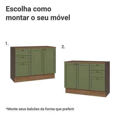 Conjunto Gabinete Para Banheiro 110cm 3 Gavetas 3 Portas Vik Madesa 01 Rustic-verde
