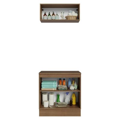Conjunto Gabinete Para Banheiro 80cm 3 Portas Vik Madesa 02 Rustic-cinza