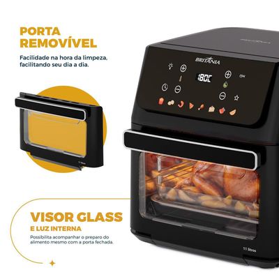 Air Fryer Oven Britânia 11L 8 Funções 1800W BAF11A Preta 127V