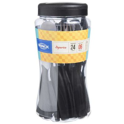 Faqueiro Brinox Itaparica em Aço Inox 6000/712 - 24 peças Preto