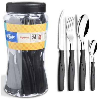 Faqueiro Brinox Itaparica em Aço Inox 6000/712 - 24 peças Preto