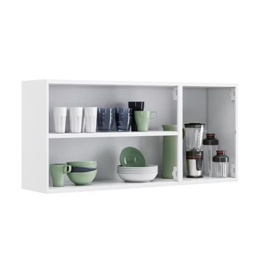 Aéreo De Cozinha Branco 3 Portas Com Vidro - New Premium