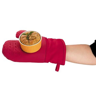 Luva de Silicone com Tecido Vermelha 26,5cm Euro Vermelho