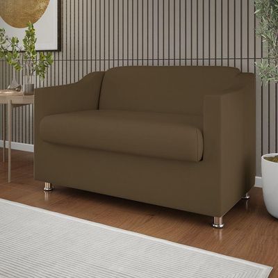 Namoradeira Elegante Sala, Quarto Suede Balaqui Decor marrom