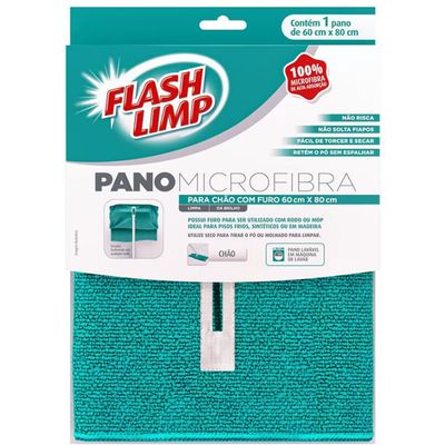 Pano para Chão com Furo Microfibra 80x60cm FlashLimp Verde