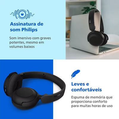 Fone de Ouvido TAH2209BK/00 Headphone Bluetooth Philips Preto / Bivolt