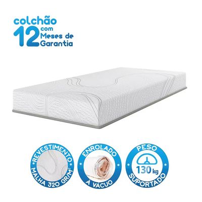 Colchão Solteiro Volare 17x88x188cm D33 Espuma 17cm Malha Bartira Branco