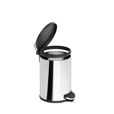 Lixeira 6 Litros Pedal Aço Inox Aro Removível Base Ventosa Flat Brinox Inox
