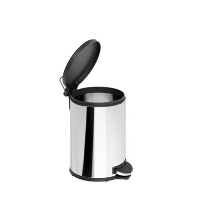Lixeira 6 Litros Pedal Aço Inox Aro Removível Base Ventosa Flat Brinox Inox