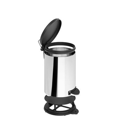 Lixeira 6 Litros Pedal Aço Inox Aro Removível Base Ventosa Flat Brinox Inox