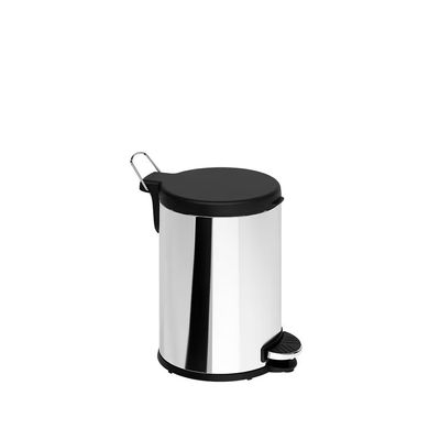 Lixeira 6 Litros Pedal Aço Inox Aro Removível Base Ventosa Flat Brinox Inox