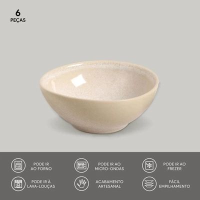 Conjunto de Cumbucas Coup Stoneware Latte 360ml 6 Peças Porto Brasil Off White