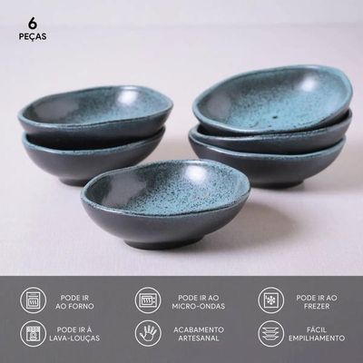 Conjunto de Cumbucas Oval Orgânico Night Sky 265ml 6 Peças Porto Brasil Azul