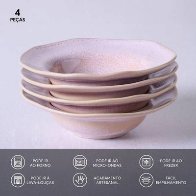Conjunto de Pratos de Sobremesa Porto Brasil Orgânico Litchi 250ml - 4 Peças n/a