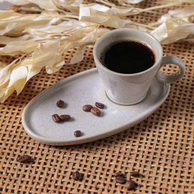 Jogo de 6 Xícaras e 6 Pires Ovais de Café 110ml Stoneware Neo Latte Porto Brasil n/a