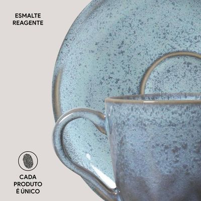 Jogo de 6 Xícaras e Pires de Café 120ml Stoneware Bio Breeze Porto Brasil n/a