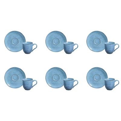 Jogo de 6 Xícaras e Pires de Café 120ml Stoneware Bio Breeze Porto Brasil n/a