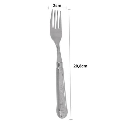 Garfo Mesa Churrasco 20cm Aço Inox Cabo Prateado Servir Mesa Churrascaria