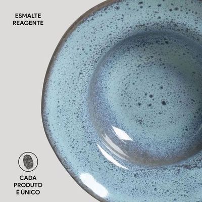Conjunto de Pratos de Sobremesa Porto Brasil Orgânico Breeze Azul 250ml - 4 Peças n/a