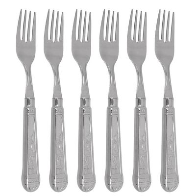 6 Garfos Jumbo de Mesa Churrasco 20cm Aço Inox Prateada Jantar Restaurante