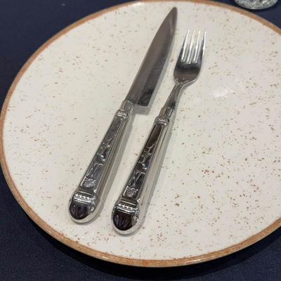 6 Garfos Jumbo de Mesa Churrasco 20cm Aço Inox Prateada Jantar Restaurante