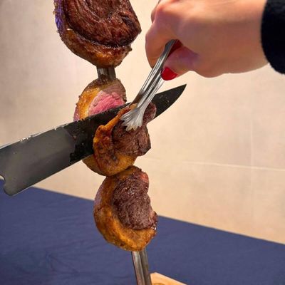 Kit 6 Pegadores de Carne Churrascaria Aço Inox 16cm Robusto Buffet Restaurante