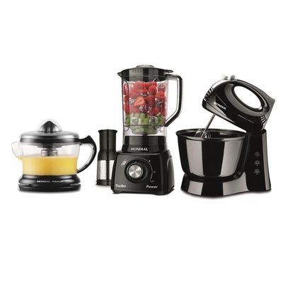 Conjunto Especial Mondial KT-105-B (Espremedor Premium + Batedeira Prática + Liquidificador Turbo Power) Preto / 110V