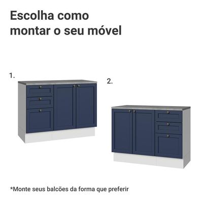 Conjunto Gabinete Para Banheiro 110cm 3 Gavetas 3 Portas Vik Madesa 01 Branco-azul