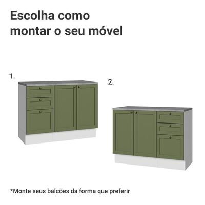 Conjunto Gabinete Para Banheiro 110cm 3 Gavetas 3 Portas Vik Madesa 01 Branco-verde