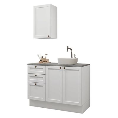 Conjunto Gabinete Para Banheiro 110cm 3 Gavetas 3 Portas Vik Madesa 01 Branco