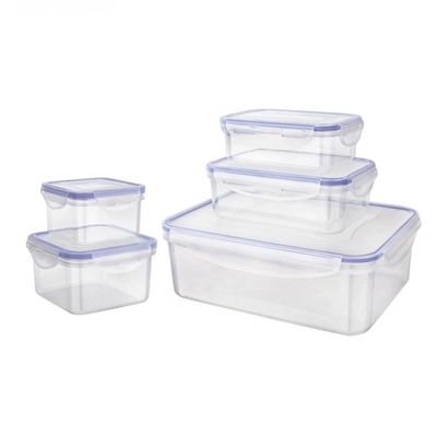 Conjunto de Potes Herméticos Euro Home PLA3604-AZ em Plástico 5 Peças Transparente com Azul