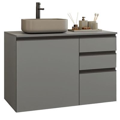 Gabinete Suspenso Para Banheiro 100cm 1 Porta 3 Gavetas Nice Madesa 03 Cinza