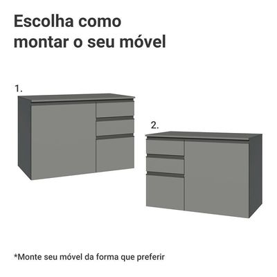 Gabinete Suspenso Para Banheiro 100cm 1 Porta 3 Gavetas Nice Madesa 03 Cinza