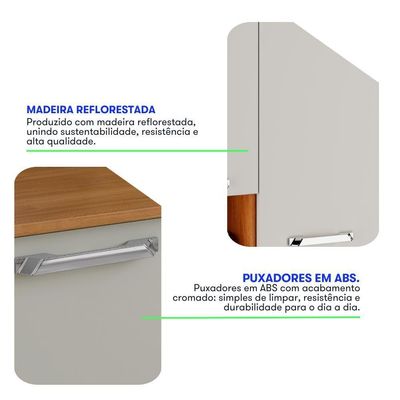 Armário Aéreo De Cozinha Itatiaia 120cm Em Madeira Cinamomo-off White Vegas