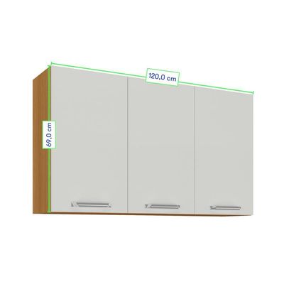 Armário Aéreo De Cozinha Itatiaia 120cm Em Madeira Cinamomo-off White Vegas
