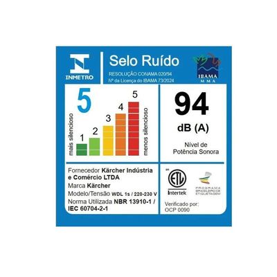 Aspirador de Pó e Água Kärcher WDL 1s 1700W 12L - 3 em 1 com Função Soprador e Filtro HEPA - 110V