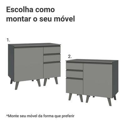 Gabinete Para Banheiro 100cm 1 Porta 3 Gavetas Nice Madesa 04 Cinza