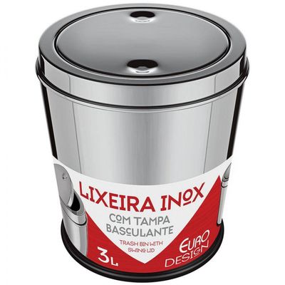 Lixeira Design com Tampa Basculante Inox 3L Euro Inox