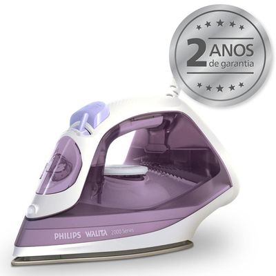 Ferro de Passar a Vapor Philips Walita Série 2000 DST2020 Base Cerâmica Reservatório 250ml Calc Clean Roxo / 220V