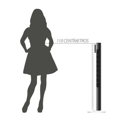 Ventilador de Torre 110cm Esterilizador com 12 velocidades, Controle Remoto e Timer Spirit Branco