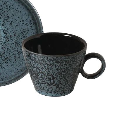 Jogo de 6 Xícaras e Pires de Chá 210ml Stoneware Neo Night Sky Porto Brasil Azul