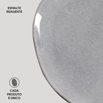 Conjunto de Pratos Oval Orgânico Dust 31cm 06 Peças Porto Brasil Preto