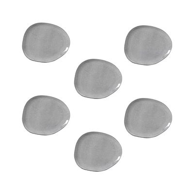 Conjunto de Pratos Oval Orgânico Dust 31cm 06 Peças Porto Brasil Preto