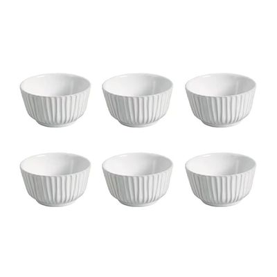 Conjunto de Ramequins Médios Porto Brasil Linhas New White com 6 Peças 170ml  Branco n/a