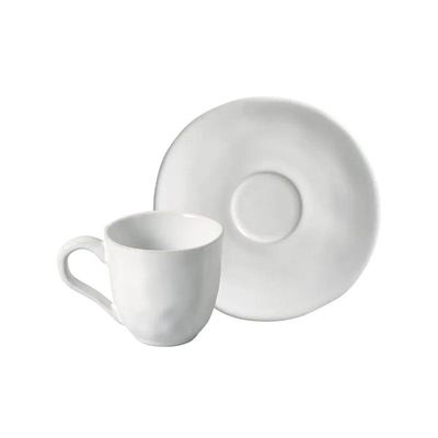 Jogo de 6 Xícaras e Pires de Café 120ml Stoneware Orgânico New White Porto Brasil n/a