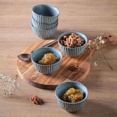 Conjunto de Ramequin Médio Orgânico Breeze 9x5cm 6 Peças Porto Brasil Azul