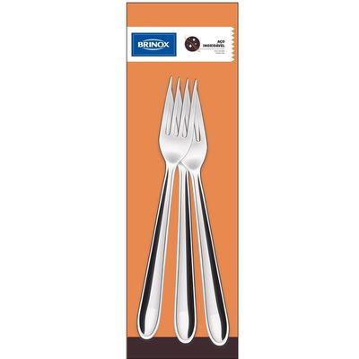 Conjunto de Garfos de Mesa Brinox Turim 3 Peças Design Moderno Inox