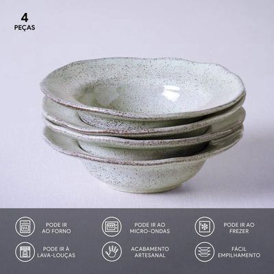 Conjunto de Pratos de Sobremesa Porto Brasil Orgânico Pistache 250ml - 4 Peças n/a